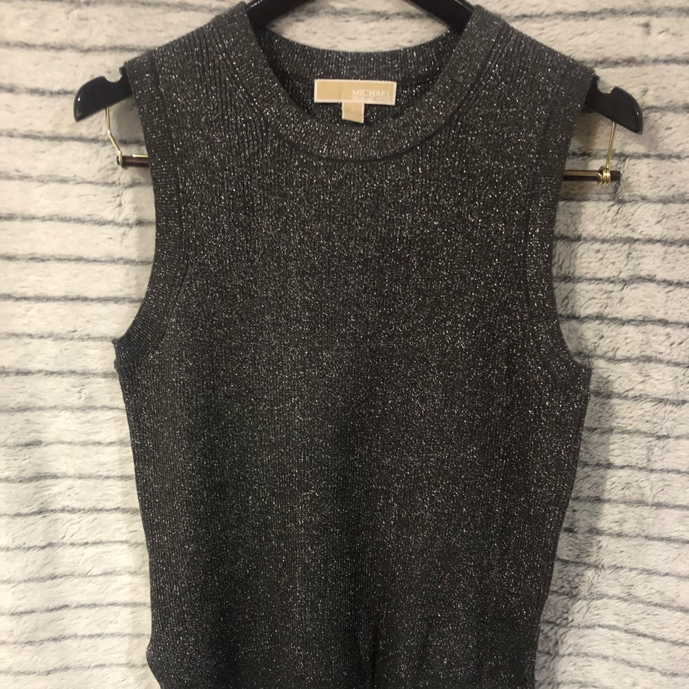 Michael Kors dark silver sparkly top size S